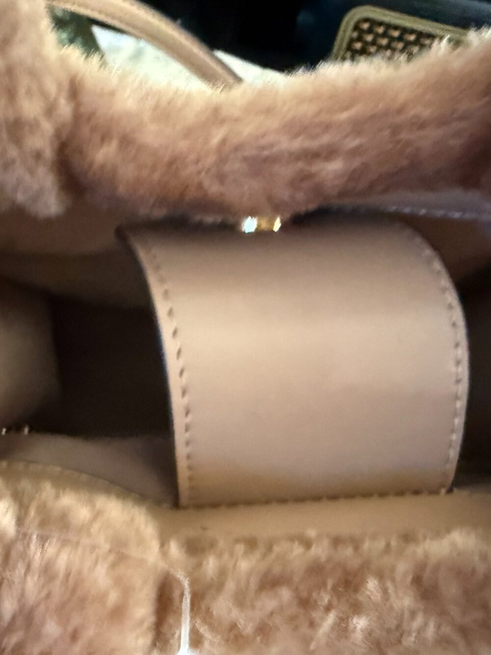 Kate Spade New York Faux Shearling Teddy Tote Crossbody | Blush Taupe | Like New - Picture 6 of 8